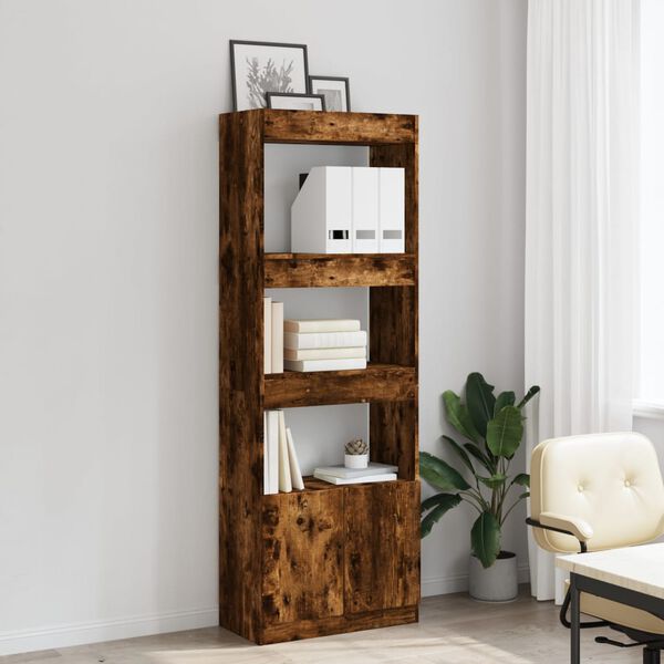 vidaXL Skř&iacute;ň highboard kouřov&yacute; dub 63 x 33 x 180 cm kompozitn&iacute; dřevo