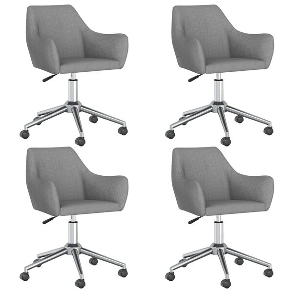 vidaXL Otočn&eacute; j&iacute;deln&iacute; židle 4 ks světle &scaron;ed&eacute; textil