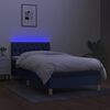 vidaXL Box spring postel s matrac&iacute; a LED modr&aacute; 90x190 cm textil