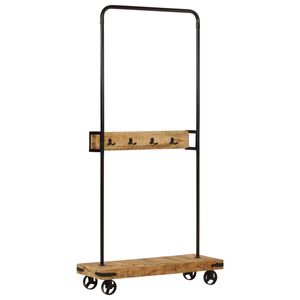 vidaXL Stojan na oblečen&iacute; na kolečk&aacute;ch 90x35x190 cm mangovn&iacute;k a železo
