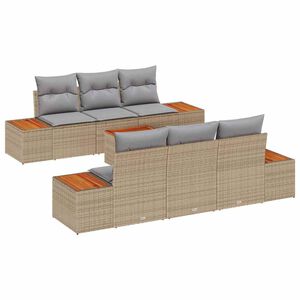 vidaXL Sada zahradn&iacute;ch pohovek s pol&scaron;t&aacute;řem 7 pcs B&eacute;žov&aacute; Poly ratan