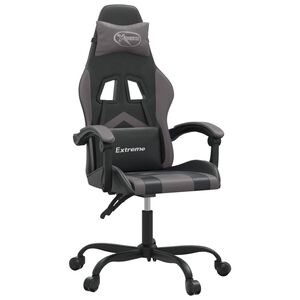 vidaXL Otočn&aacute; hern&iacute; židle čern&aacute; a &scaron;ed&aacute; uměl&aacute; kůže