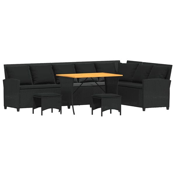 vidaXL 4d&iacute;ln&aacute; zahradn&iacute; sedac&iacute; souprava pol&scaron;t&aacute;ři tvaru p&iacute;smene L čern&aacute;