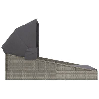 vidaXL Lehátko se skládací střechou šedé 200 x 114 x 128 cm polyratan