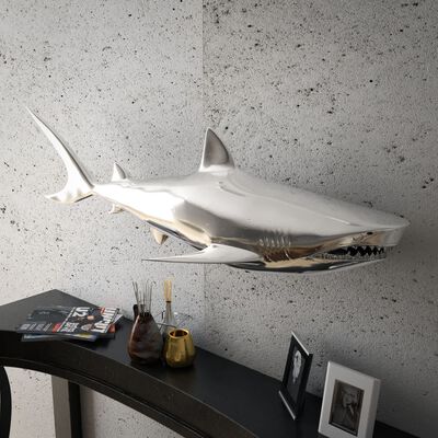 vidaXL Žralok, nástěnná dekorace hliníková stříbrná