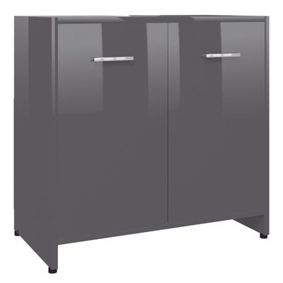 vidaXL Koupelnová skříňka šedá vysoký lesk 60 x 33 x 61 cm dřevotříska