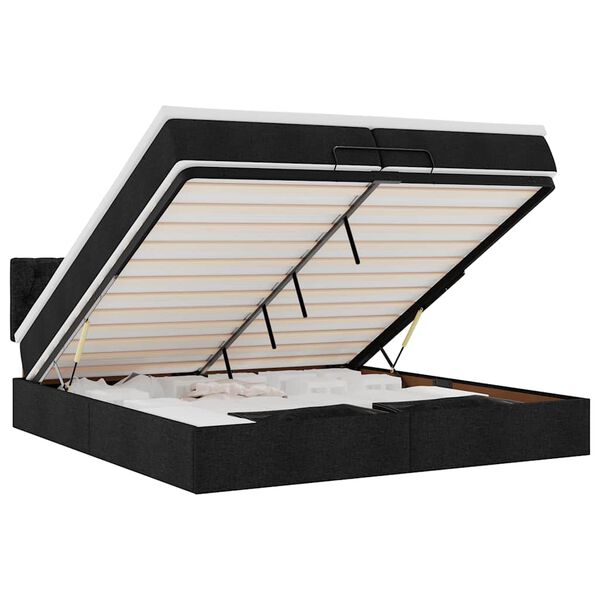 vidaXL Osmansk&yacute; r&aacute;m postele s matrac&iacute; čern&aacute; 200x200 cm textil