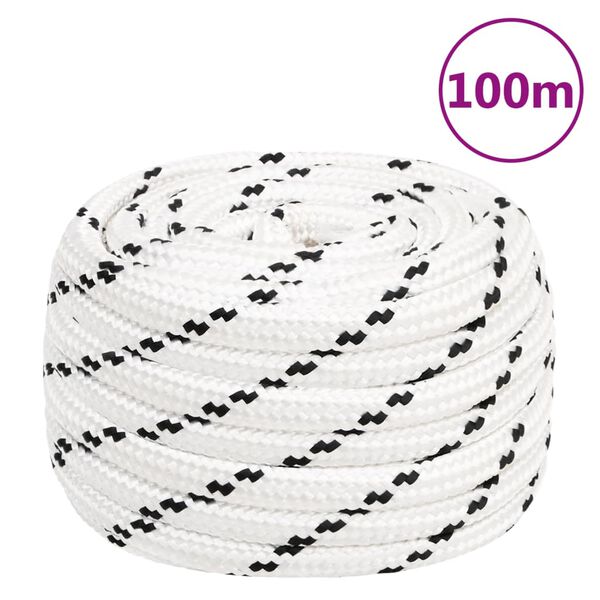 vidaXL Pracovn&iacute; lano b&iacute;l&eacute; 18 mm 100 m polyester