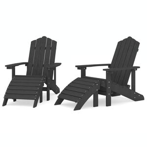 vidaXL Zahradn&iacute; křesla Adirondack 2 ks s podnožkami HDPE antracitov&aacute;