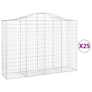 vidaXL Klenut&eacute; gabionov&eacute; ko&scaron;e 25ks 200x50x140/160cm pozinkovan&eacute; železo