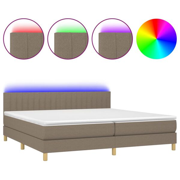 vidaXL Box spring postel s matrac&iacute; a LED taupe 200x200 cm textil