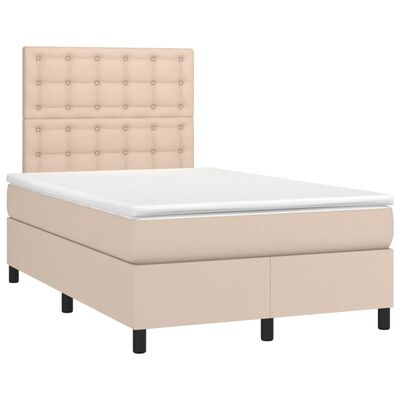 vidaXL Box spring postel matrace a LED cappuccino 140x190cm umělá kůže