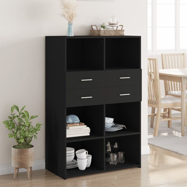 vidaXL Skř&iacute;ň highboard čern&aacute; 80 x 42,5 x 124 cm kompozitn&iacute; dřevo