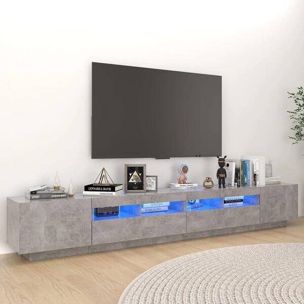 vidaXL TV skříňka s LED osvětlením betonově šedá 260 x 35 x 40 cm