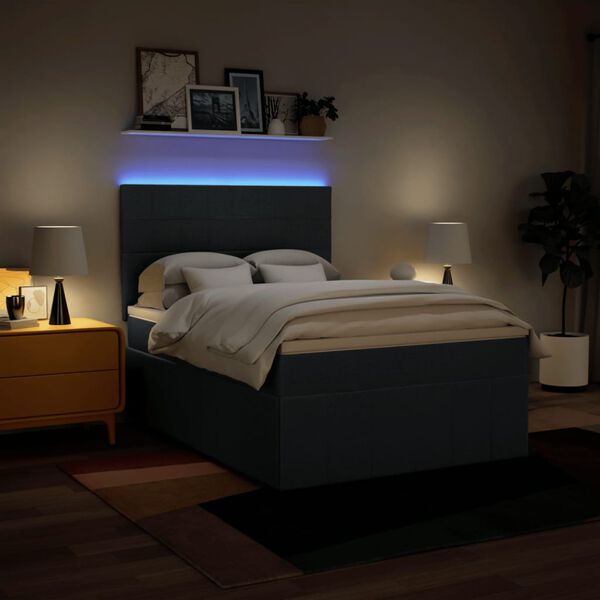 vidaXL Box spring postel s matrac&iacute; modr&aacute; 160x200 cm textil