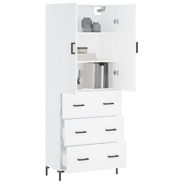 vidaXL Skř&iacute;ň highboard b&iacute;l&aacute; 69,5 x 34 x 180 cm kompozitn&iacute; dřevo