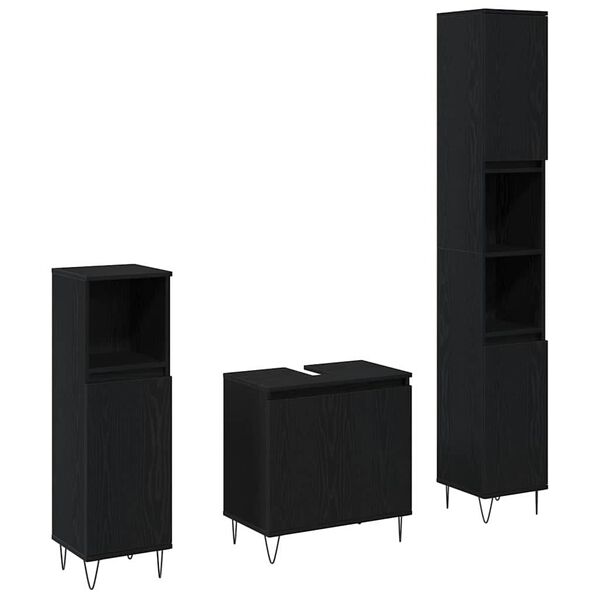 vidaXL Sada koupelnov&eacute;ho n&aacute;bytku 3 pcs Čern&yacute; dub 30 x 30 x 190 cm