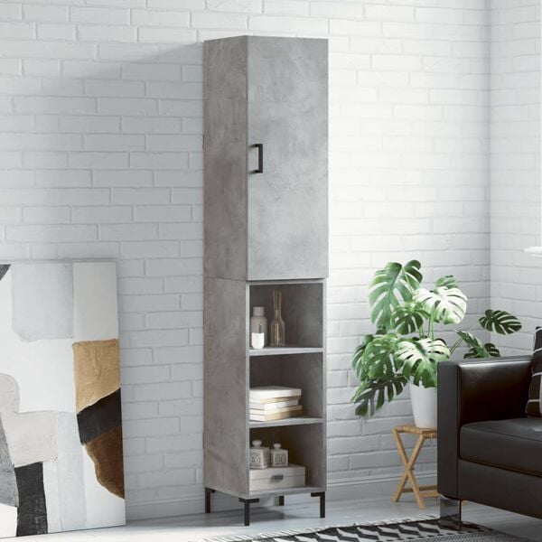 vidaXL Skř&iacute;ň highboard betonově &scaron;ed&aacute; 34,5x34x180 cm kompozitn&iacute; dřevo