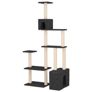 vidaXL Kočič&iacute; strom se &scaron;krabac&iacute;mi sloupky sisal Tmavě &scaron;ed&aacute; 177,5 cm