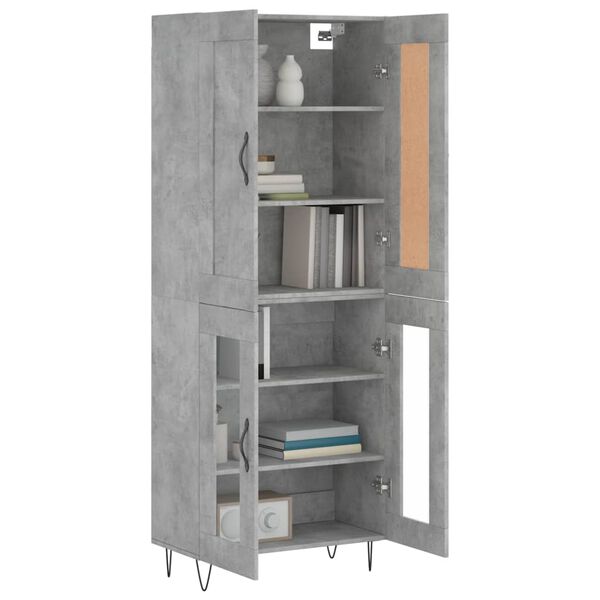 vidaXL Skř&iacute;ň highboard betonově &scaron;ed&aacute; 69,5x34x180 cm kompozitn&iacute; dřevo