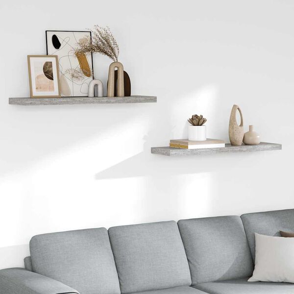 vidaXL Plovouc&iacute; n&aacute;stěnn&eacute; police 2 ks betonově &scaron;ed&eacute; 90x23,5x3,8 cm MDF