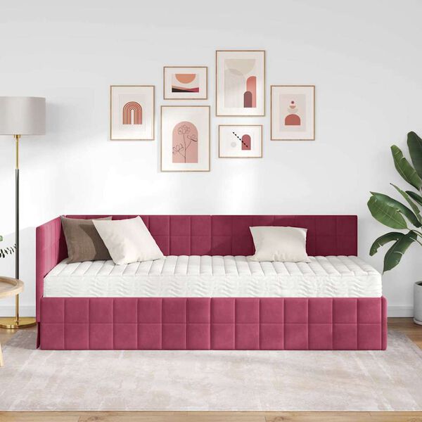 vidaXL Rohov&yacute; r&aacute;m postele s matrac&iacute; s čelo 2 pcs Zelen&aacute; samet