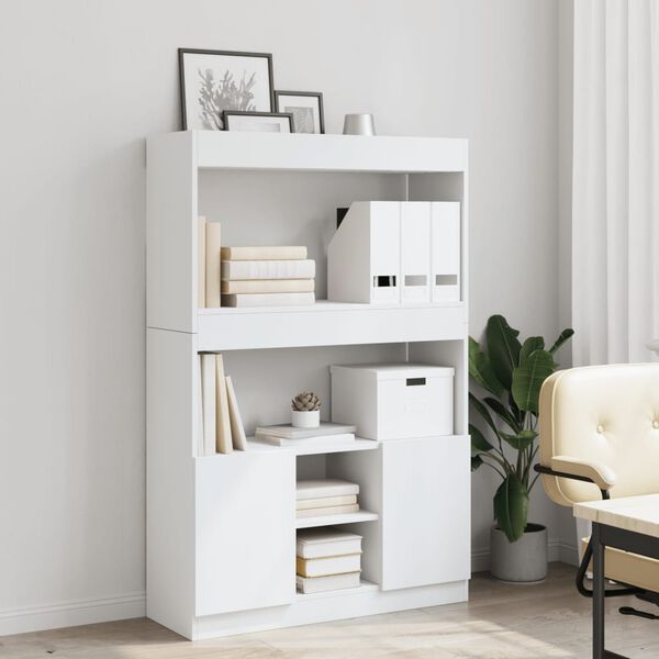 vidaXL Skř&iacute;ň highboard b&iacute;l&aacute; 92 x 33 x 140 cm kompozitn&iacute; dřevo