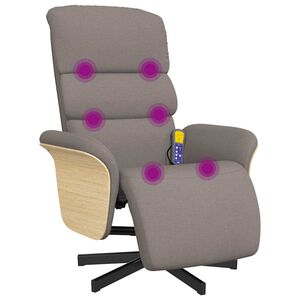 vidaXL Mas&aacute;žn&iacute; polohovac&iacute; křeslo s podnožkou taupe textil