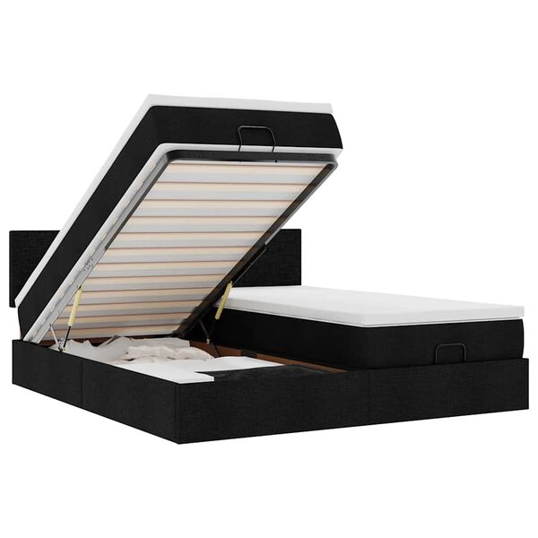 vidaXL Osmansk&yacute; r&aacute;m postele s matrac&iacute; čern&yacute; 200x200cm textil