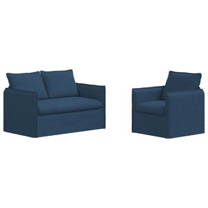 vidaXL Set pohovek 2 ks Modr&aacute; Textil