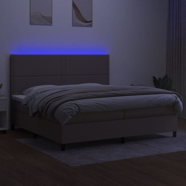 vidaXL Box spring postel s matrac&iacute; a LED taupe 200x200 cm textil