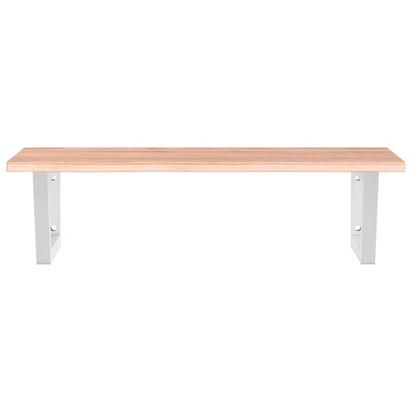 vidaXL Deska pod umyvadlo n&aacute;stěnn&aacute; ocel a masivn&iacute; dubov&eacute; dřevo