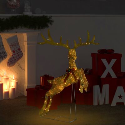 vidaXL Vánoční dekorace létající sob 120 teplých bílých LED diod zlatý