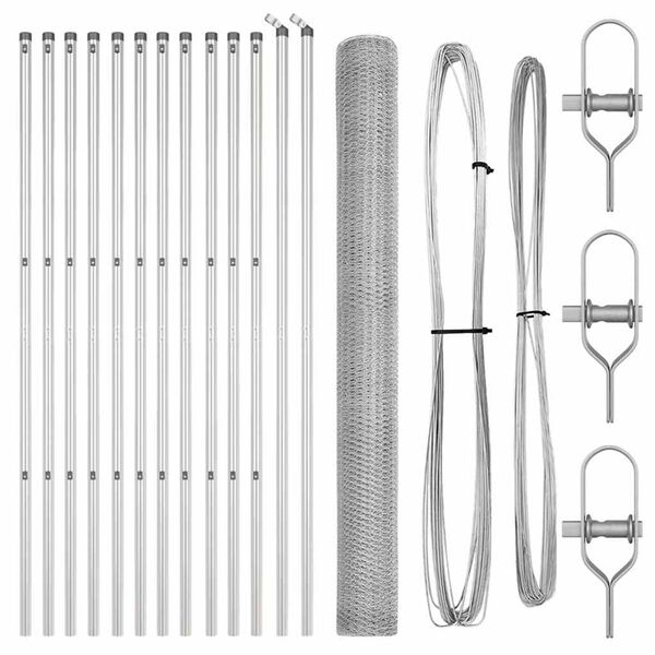 vidaXL Plotov&yacute; sloupek. Stř&iacute;brn&aacute; 25 x 1,6 m (25 mm s&iacute;ť) Ocel