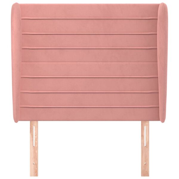 vidaXL Čelo postele typu u&scaron;&aacute;k růžov&eacute; 83 x 23 x 118/128 cm samet