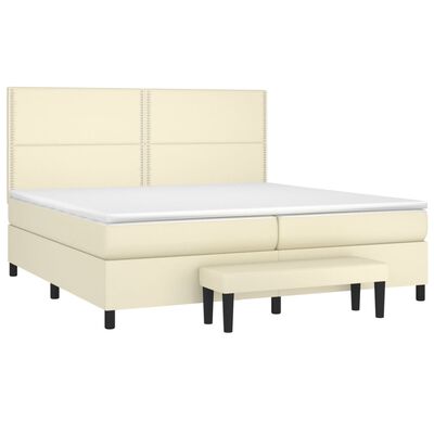 vidaXL Box spring postel s matrací krémová 200x200 cm umělá kůže