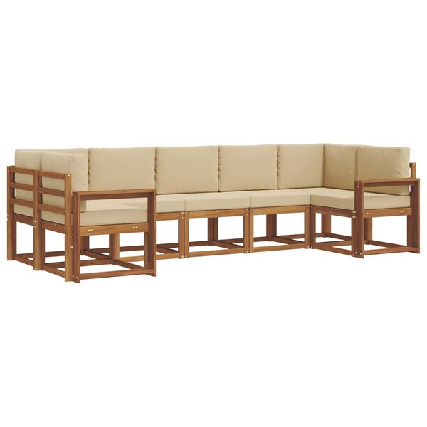 vidaXL Venkovn&iacute; pohovkov&aacute; souprava 7 pcs Přirozen&aacute; a B&eacute;žov&aacute;