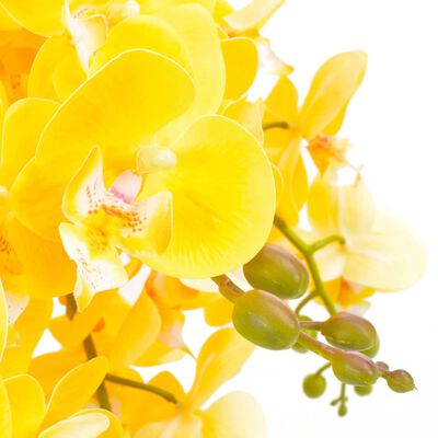 vidaXL Umělá rostlina orchidej s květináčem žlutá 60 cm