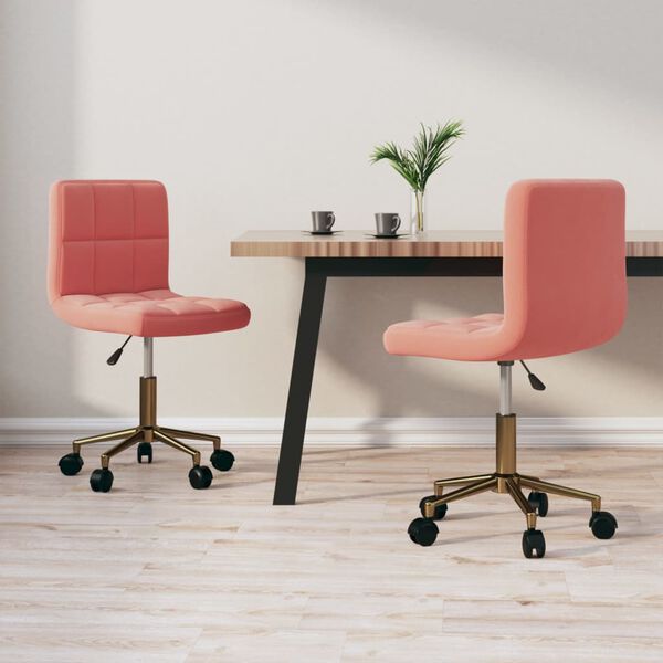 vidaXL Otočn&eacute; j&iacute;deln&iacute; židle 2 ks růžov&eacute; samet