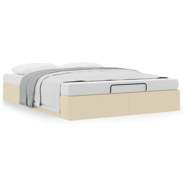 vidaXL Osmansk&yacute; r&aacute;m postele bez matrac&iacute; kr&eacute;mově 140x190 cm textil