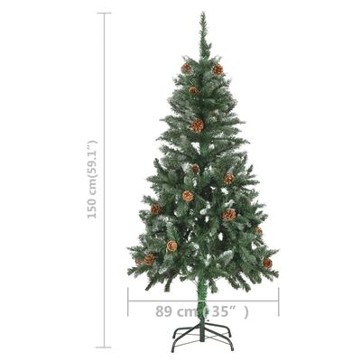 vidaXL Umělý vánoční stromek s LED osvětlením a šiškami 150 cm