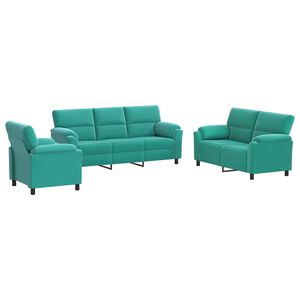 vidaXL Set pohovek 3 pcs Tyrkysov&aacute; Samet