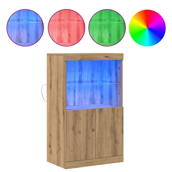 vidaXL LED komoda Hněd&aacute; 60 x 37 x 100 cm kompozitn&iacute; dřevo