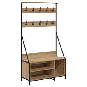 vidaXL Kovov&yacute; stojan na oblečen&iacute; Artisanov&yacute; dub 100 x 41 x 184 cm