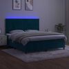 vidaXL Box spring postel s matrac&iacute; a LED tmavě modr&aacute; 160x200 cm samet