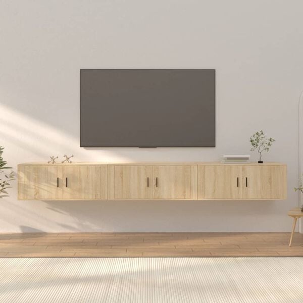 vidaXL N&aacute;stěnn&eacute; TV skř&iacute;ňky 3 ks dub sonoma 100 x 34,5 x 40 cm