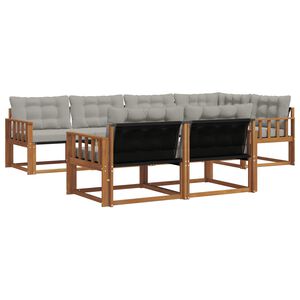 vidaXL Venkovn&iacute; pohovkov&aacute; souprava 7 pcs Př&iacute;rodn&iacute; a světle &scaron;ed&aacute;