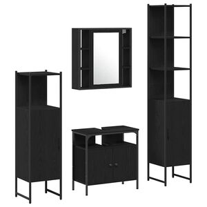 vidaXL Sada koupelnov&eacute;ho n&aacute;bytku 4 pcs Čern&yacute; dub kompozitn&iacute; dřevo