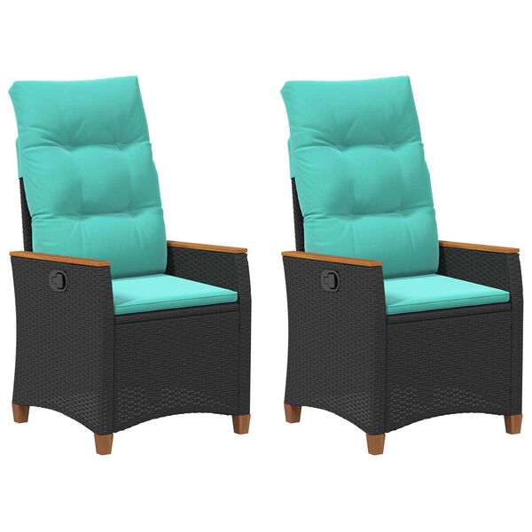 vidaXL Polohovac&iacute; zahradn&iacute; židle Čern&aacute; a tyrkysov&aacute; 64 x 57,5 x 112 cm