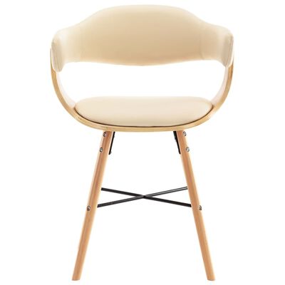 vidaXL Jídelní židle 2 ks krémové umělá kůže a ohýbané dřevo